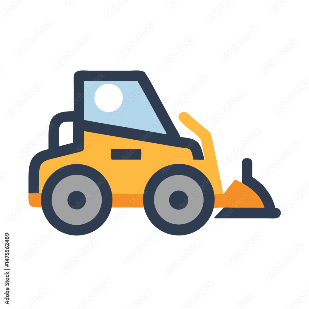 Cute Minimalist Skid Steer Loader Icon for Construction Cute Minimalist Skid Steer Loader Icon for Construction