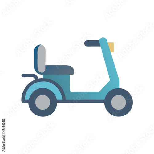 Blue mobility scooter vector on black background icon