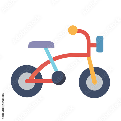 Colorful Minimalist Tricycle Illustration on Black Background, Icon