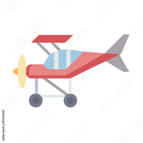 Cartoon red biplane vector illustration on black background