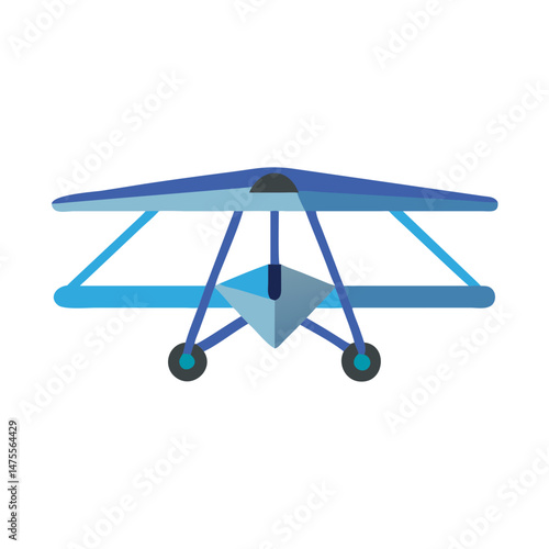 Blue Hang Glider Illustration on Black Background Vector