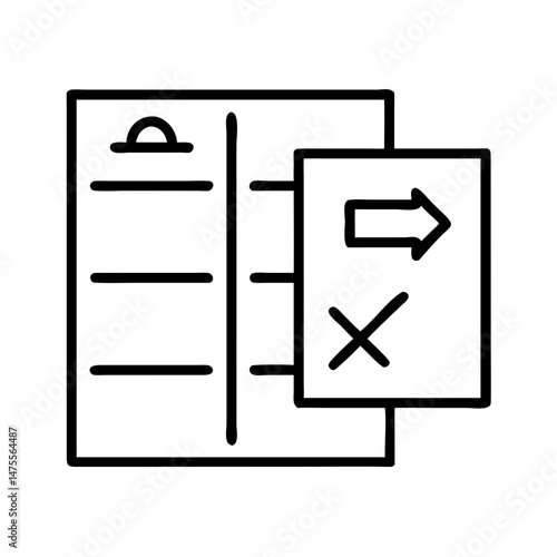 Checklist with checklist symbol and exit arrow in minimal design  