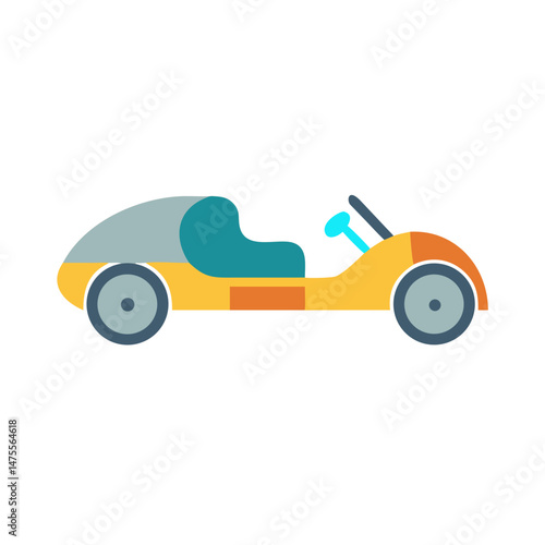 Cartoon Yellow Go-Kart Image Isolated on Black Background