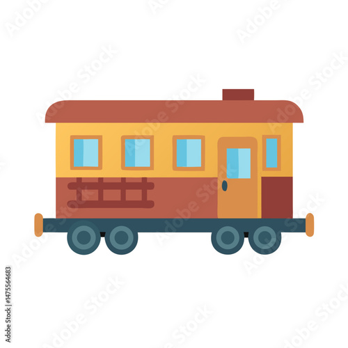 Cartoon train wagon illustration, transportation concept, isolated design
