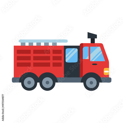 Illustration of a bright red fire truck on black