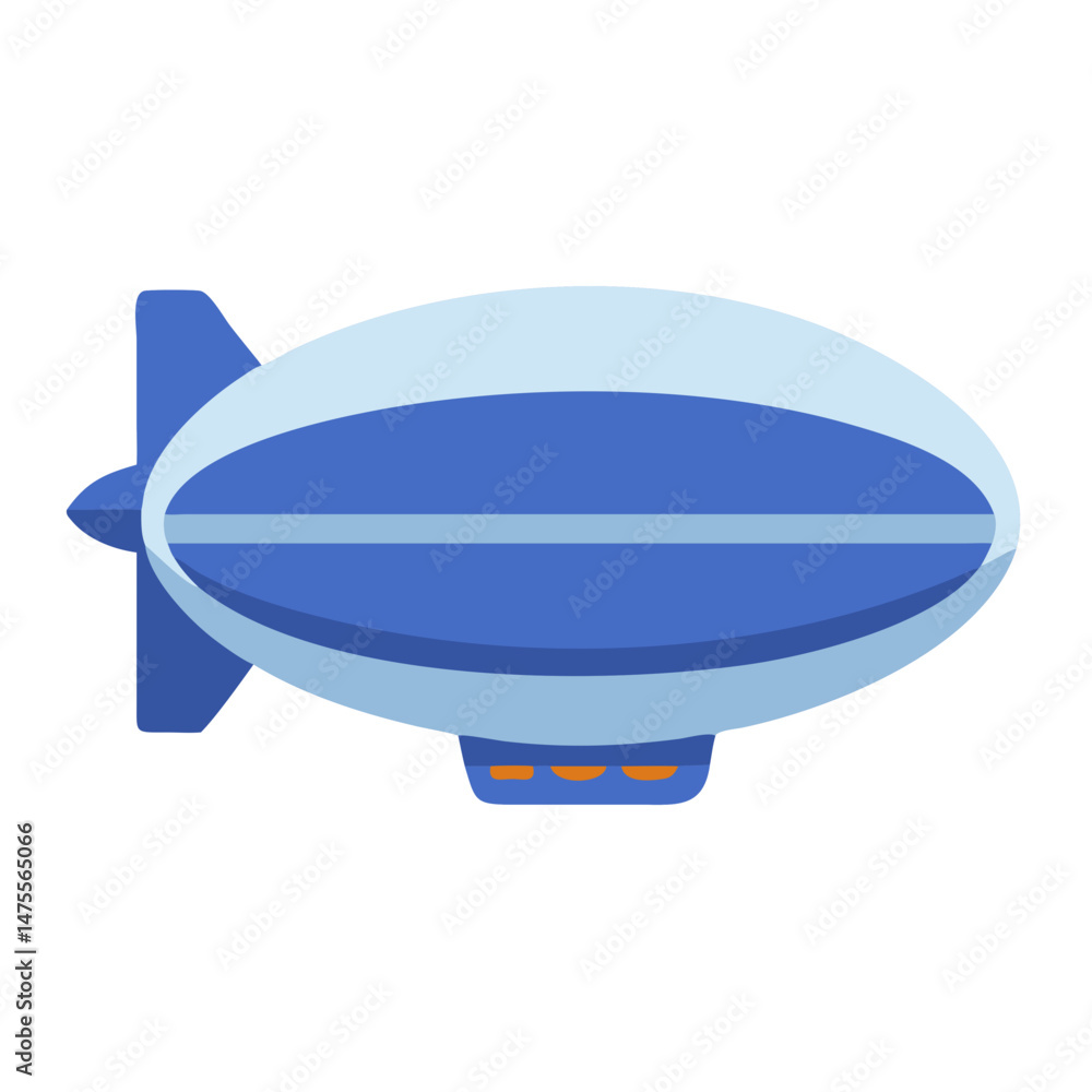 Obraz premium Blue and white cartoon airship illustration on black background