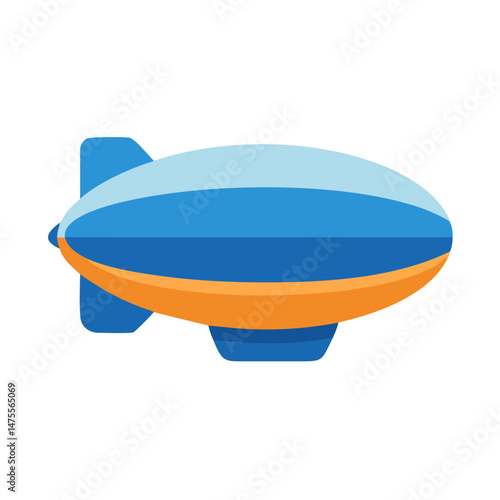 Cartoon Blue and Orange Blimp Illustration on Black Background