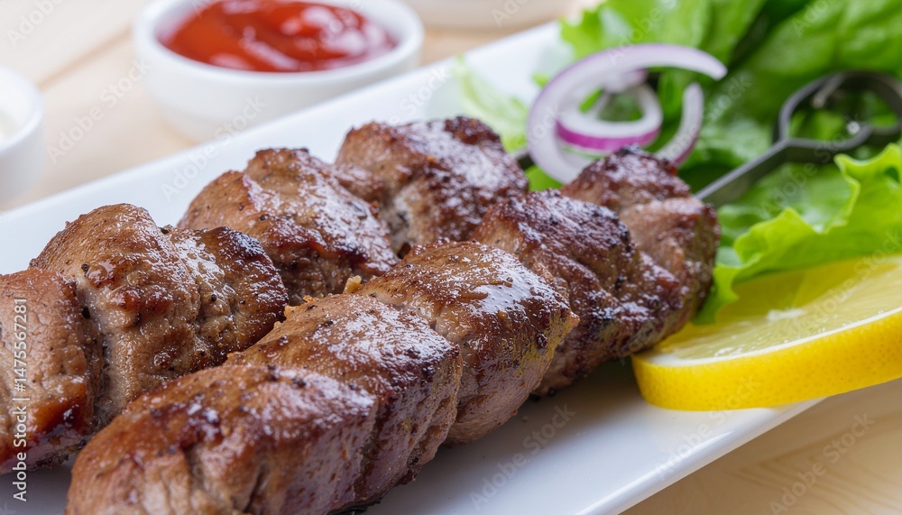two meaty skewer kebabs