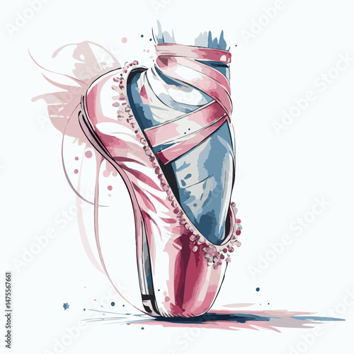 Ballerina's Pink Pointe Shoe Artistic Illustration   