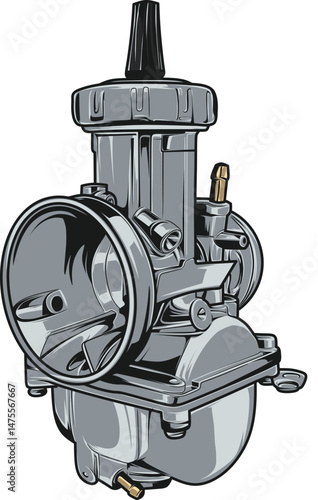 full color carburetor high definition vector, motorcycle spare part 