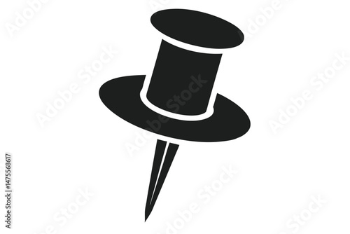 Black pushpin icon represents a simple and practical tool for securing items quickly