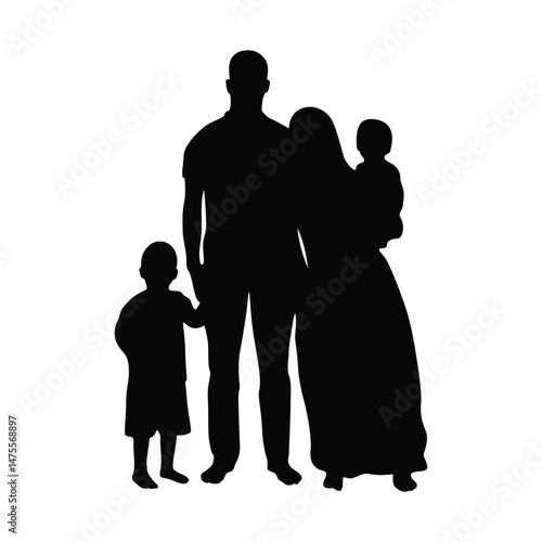 family silhouette vector. silhouette of a family