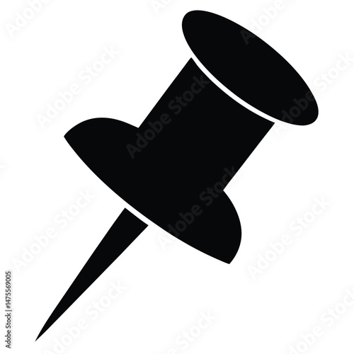 Black push pin features a simple shape for offices, classrooms, and bulletin boards