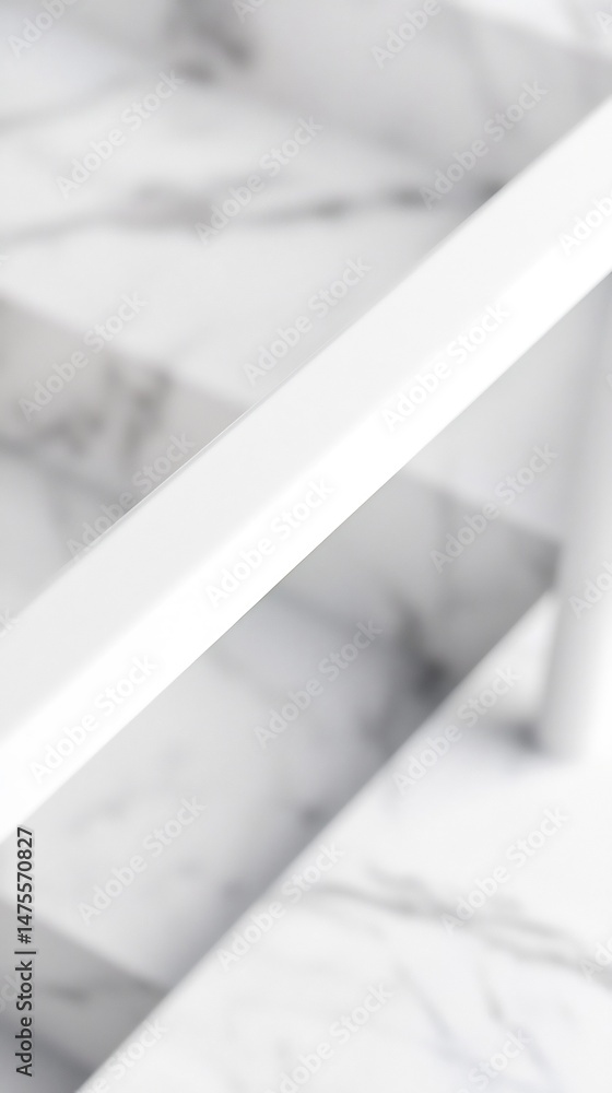 Obraz premium Abstract Composition Featuring White Geometric Forms and Marble-Like Surface with Soft Focus