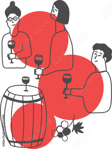 Winemaking. The process of making wine. Drawing, engraving, ink, line art, vector	

