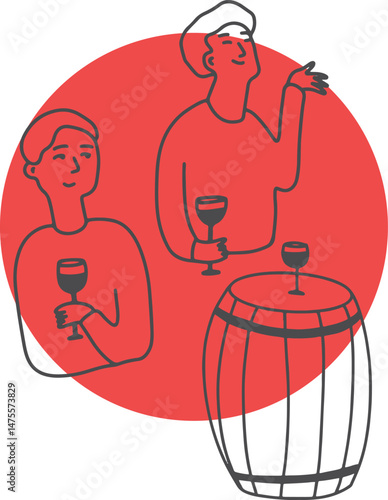 Winemaking. The process of making wine. Drawing, engraving, ink, line art, vector	
