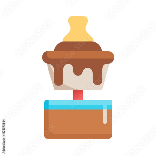 Chocolate fountain icon. Sweet dessert cascading for fondue.