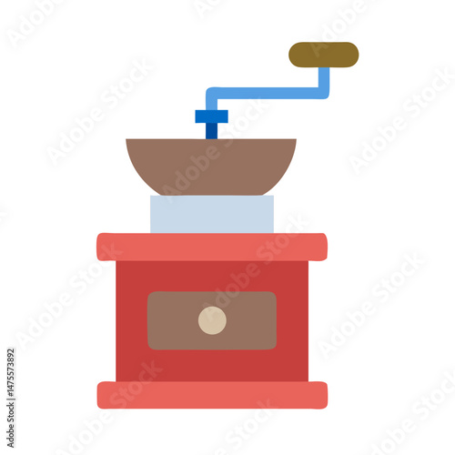 Retro Coffee Grinder Illustration with a Bold Color Scheme