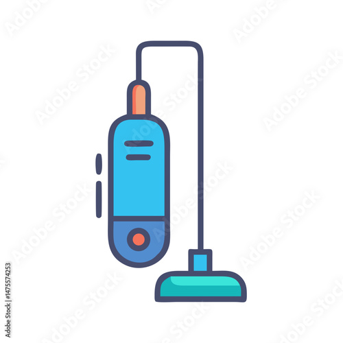 Upright vacuum cleaner icon isolated on black background
