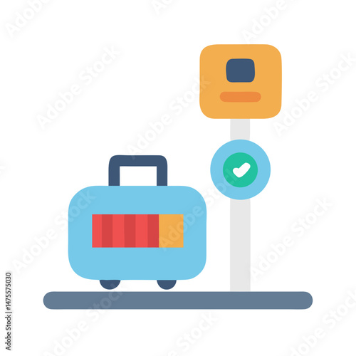 Checked Luggage Weight on Scale Icon Isolated on Black