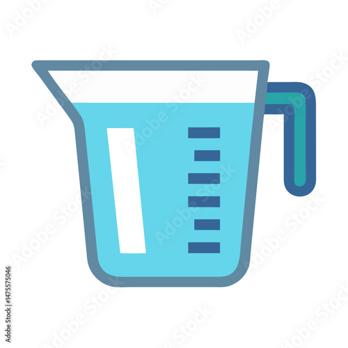 Blue Measuring Cup with Liquid Vector on Black