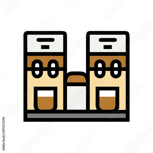 Modern Building Complex Icon with Architectural Detail Illustration