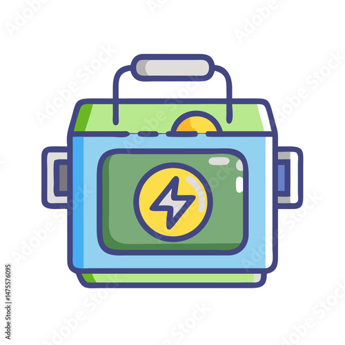 Portable generator icon isolated on black background for use