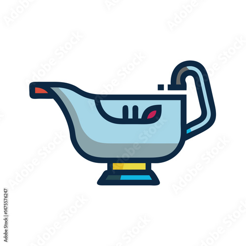 Stylish blue gravy boat illustration on a black background