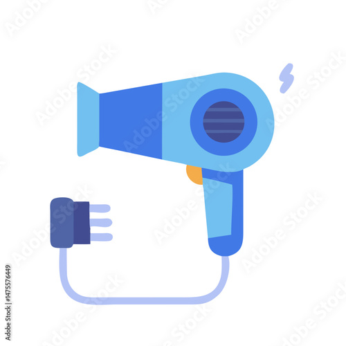 Blue Hair Dryer Icon on Black Background Vector
