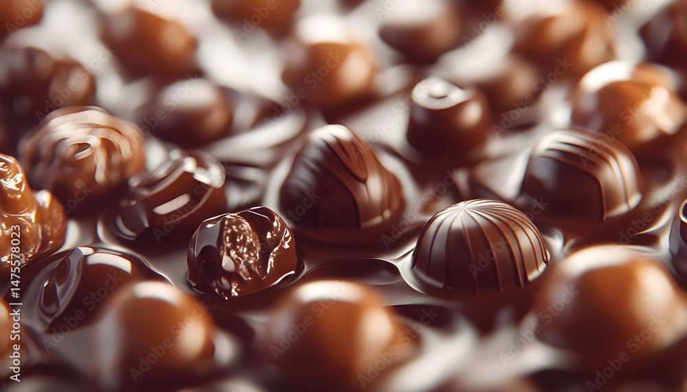Different tasty chocolate candies as background, closeup