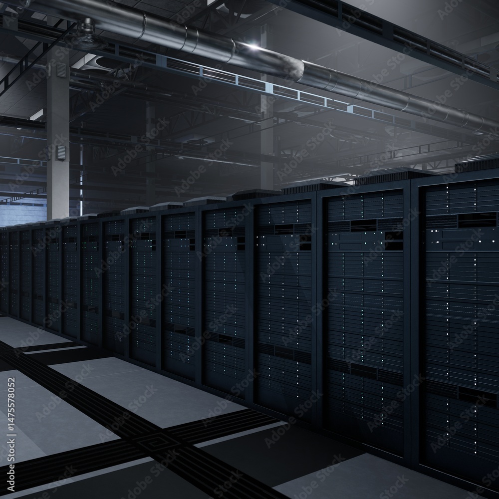 Rackmounts gear enabling neural network development, deep learning analytics and real time AI modeling. Server clusters handling storage and processing of large data batches, 3D rendering Rackmounts gear enabling neural network development, deep learning analytics and real time AI modeling. Server clusters handling storage and processing of large data batches, 3D rendering