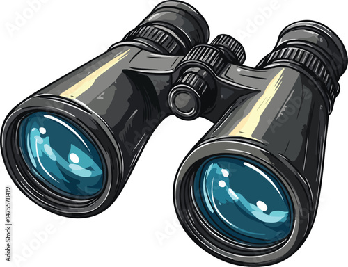 Binocular Vector Illustration on Transparent Background