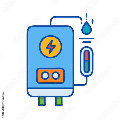 Electric Water Heater Boiler Vector Icon Illustration Design