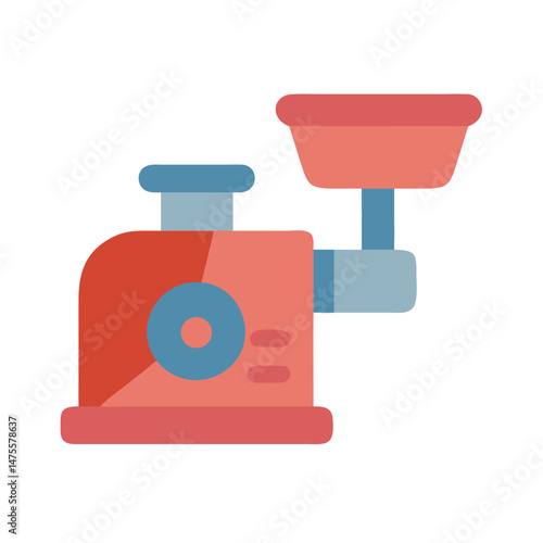 Modern Meat Grinder Icon in Coral and Blue