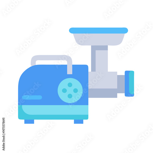 Illustration of an electric meat grinder in blue color