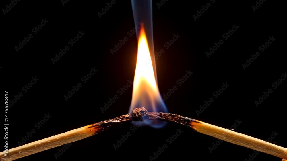 Two matches burning together intensely in orange and blue flame for connection and energy concept with copy space Two matches burning together intensely in orange and blue flame for connection and energy concept with copy space