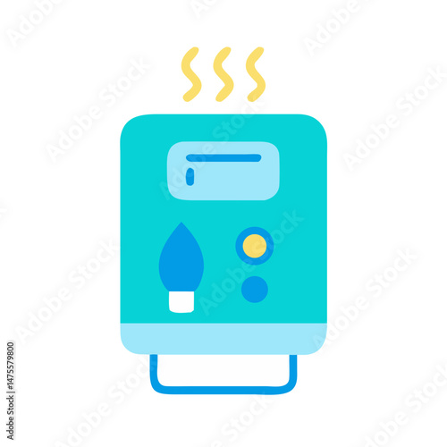 Illustration of a colorful water heater on black background