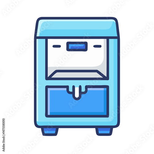 Blue Cartoon 3D Printer Vector Illustration Graphic