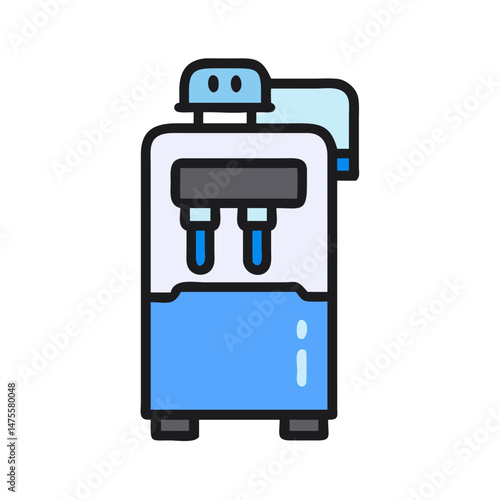 Cartoon Water Cooler Vector Illustration on Black Background