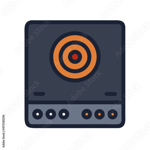 Modern Induction Cooktop Icon with Orange Heating Element
