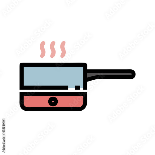 Steaming Pan on Stove Top Illustration