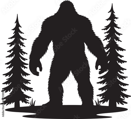 bigfoot, sasquatch, bigfoot silhouette, sasquatch silhouette, cryptid, mysterious creature, forest legend, mythical creature, wilderness, cryptozoology, bigfoot clipart, bigfoot vector, bigfoot svg, c