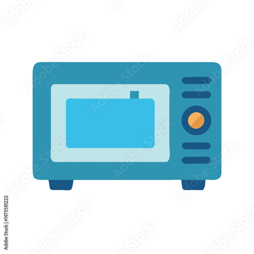 Blue kitchen microwave oven appliance graphic vector icon
