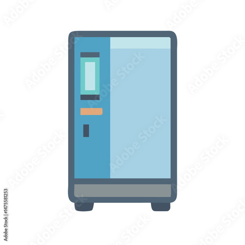 Blue Cartoon Vending Machine Icon on Black Background