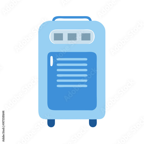 Blue Cartoon Water Chiller Isolated on Black Background