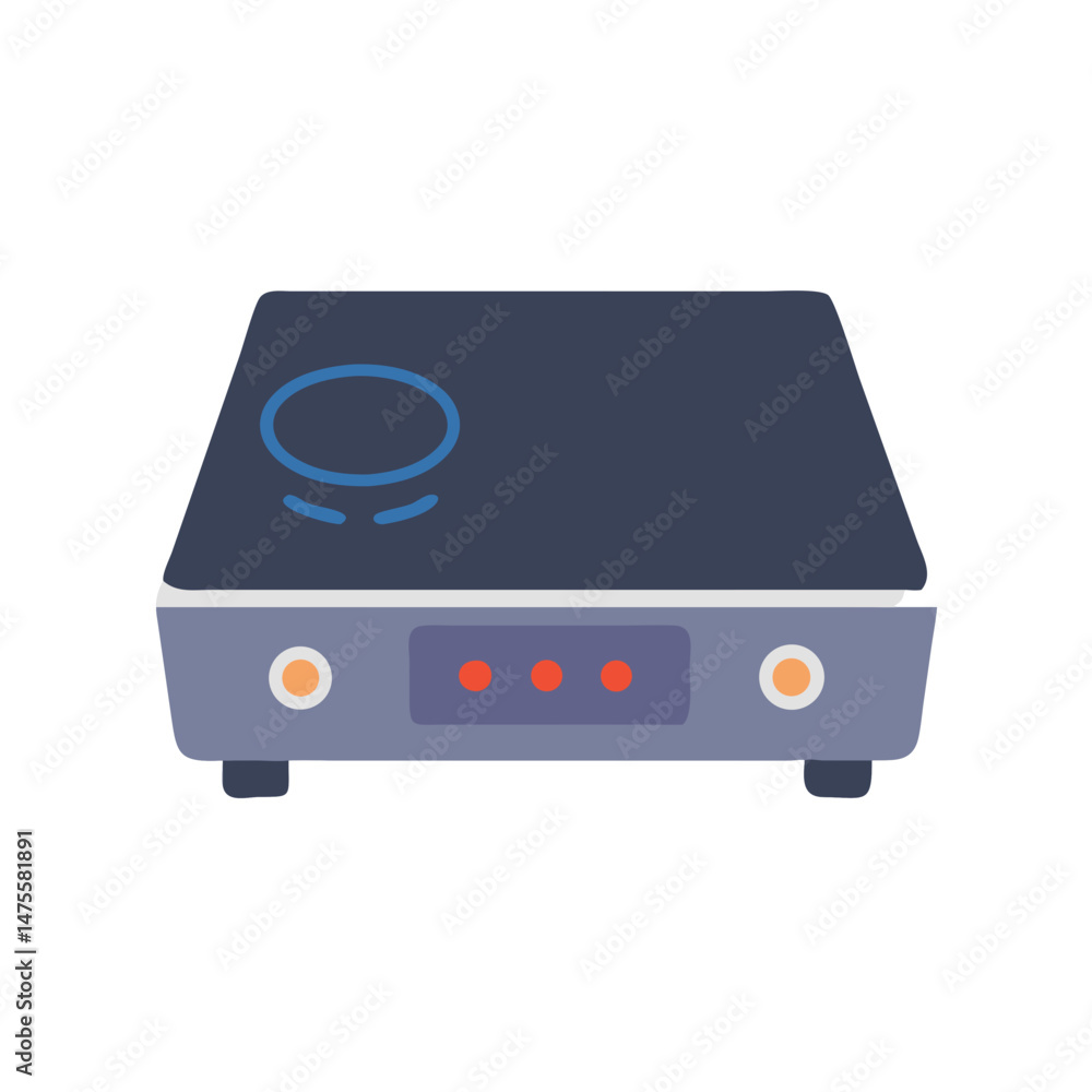 Fototapeta premium Modern Hot Plate Appliance on Black Background