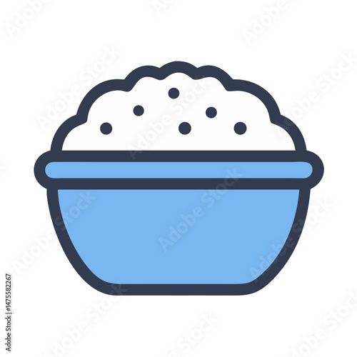 Bowl of Cottage Cheese Icon Illustration on Black
