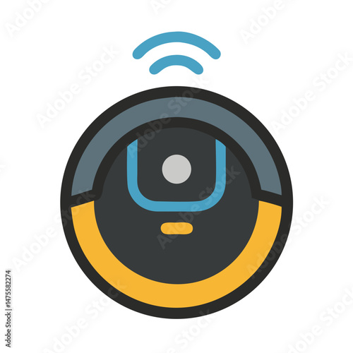 Robot vacuum cleaner with wifi symbol vector illustration