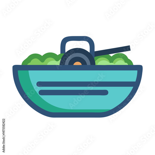 Simple cartoon illustration of healthy salad ingredients inside bowl