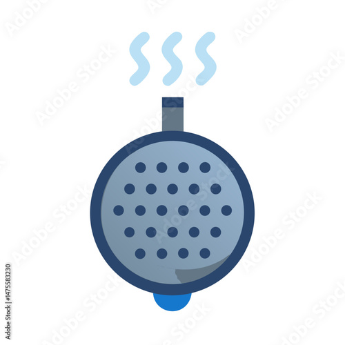 Steaming tea infuser icon on black background
